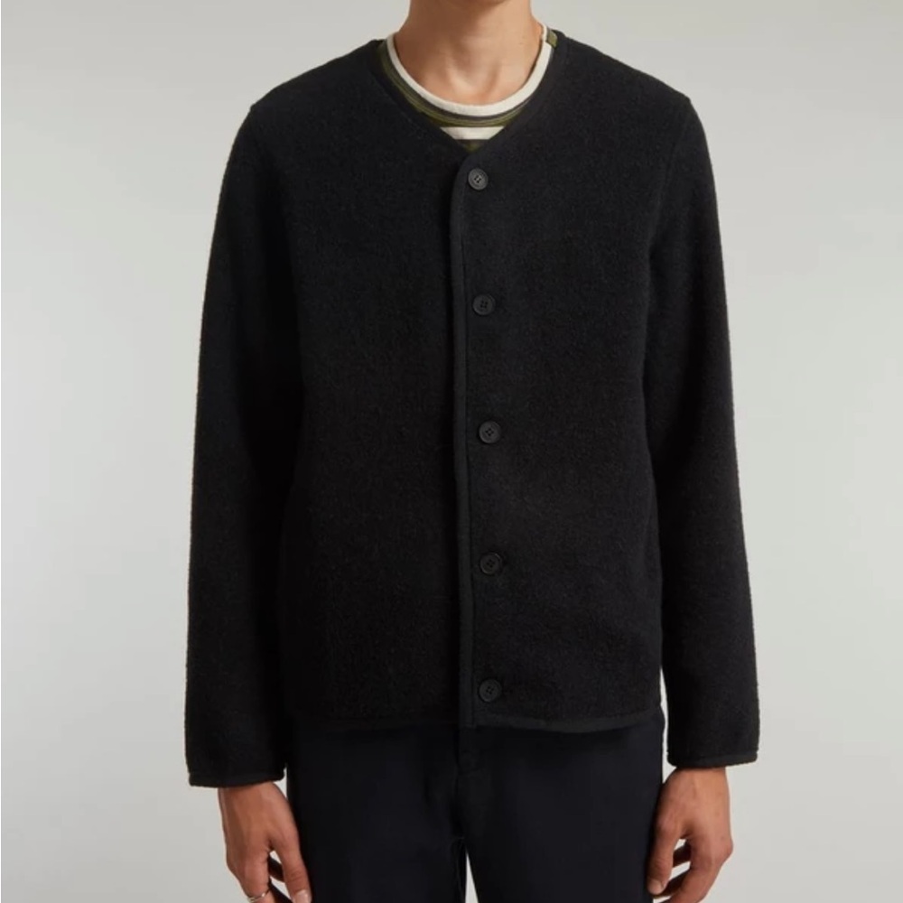 Wax London Truro Wool Black Cardigan Style Jacket